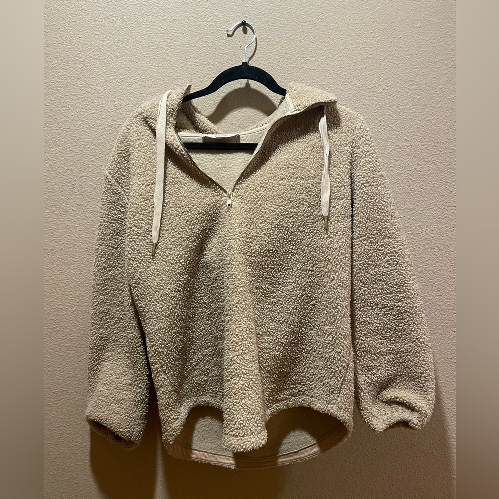 Loft womens half zip hooded Sherpa